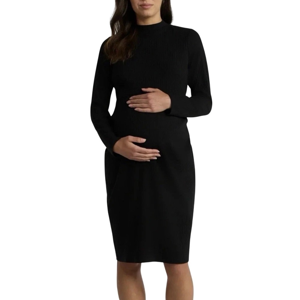 Maternity Dress Set M Black Ribbed 2 piece NWT